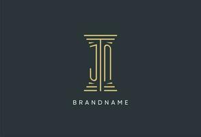 JN initial monogram with pillar shape logo design vector