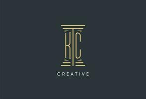 KC initial monogram with pillar shape logo design vector