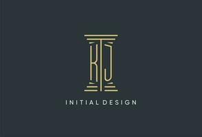 KJ initial monogram with pillar shape logo design vector