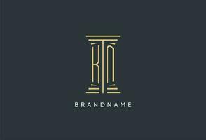 KN initial monogram with pillar shape logo design vector