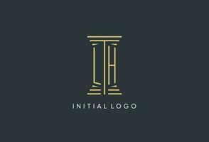 LH initial monogram with pillar shape logo design vector