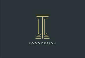 LL initial monogram with pillar shape logo design vector