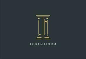 lm inicial monograma con pilar forma logo diseño vector