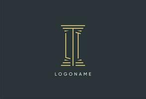 LT initial monogram with pillar shape logo design vector