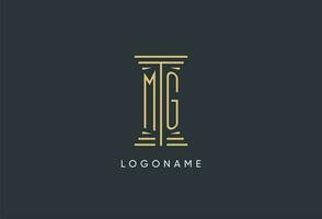 MG initial monogram with pillar shape logo design vector