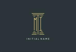 MI initial monogram with pillar shape logo design vector