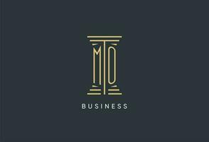MO initial monogram with pillar shape logo design vector