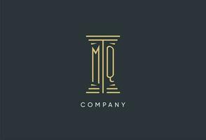 MQ initial monogram with pillar shape logo design vector