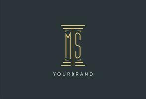 MS initial monogram with pillar shape logo design vector