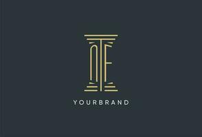 NF initial monogram with pillar shape logo design vector