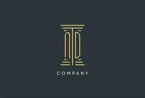 ND initial monogram with pillar shape logo design vector