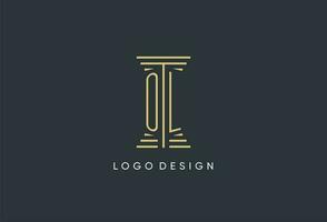 OL initial monogram with pillar shape logo design vector