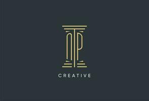 NP initial monogram with pillar shape logo design vector