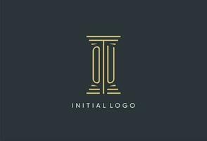 OU initial monogram with pillar shape logo design vector