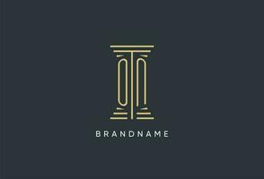 ON initial monogram with pillar shape logo design vector