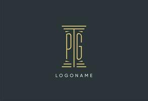 PG initial monogram with pillar shape logo design vector