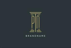 PN initial monogram with pillar shape logo design vector