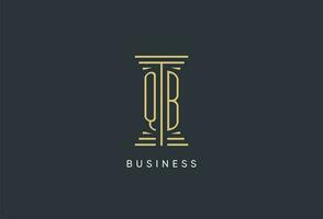 QB initial monogram with pillar shape logo design vector