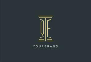 QF initial monogram with pillar shape logo design vector