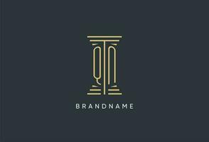 QN initial monogram with pillar shape logo design vector