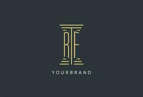 RF initial monogram with pillar shape logo design vector