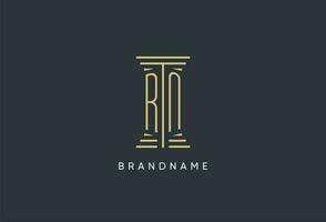 RN initial monogram with pillar shape logo design vector