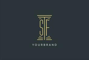 SF initial monogram with pillar shape logo design vector