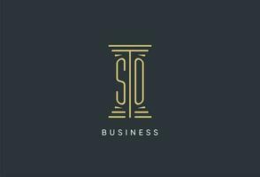 SO initial monogram with pillar shape logo design vector