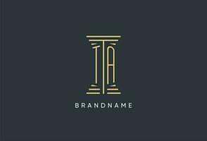 TA initial monogram with pillar shape logo design vector