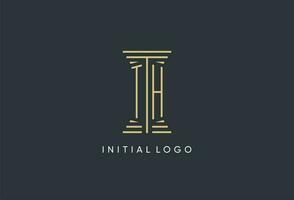 TH initial monogram with pillar shape logo design vector