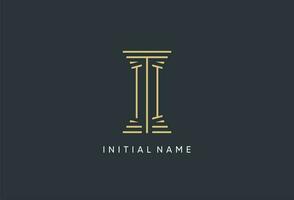 TI initial monogram with pillar shape logo design vector