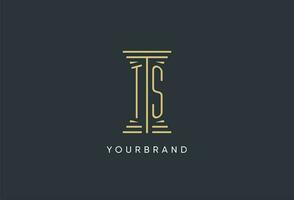 TS initial monogram with pillar shape logo design vector