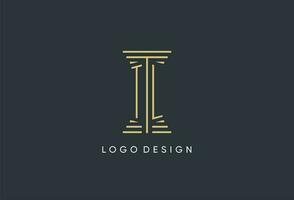 TL initial monogram with pillar shape logo design vector