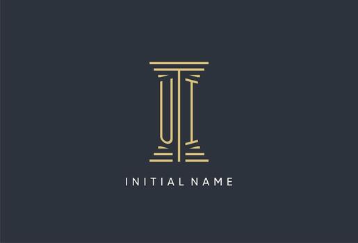 UI initial monogram with pillar shape logo design vector