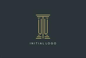 UU initial monogram with pillar shape logo design vector