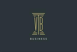 VB initial monogram with pillar shape logo design vector