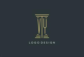 VY initial monogram with pillar shape logo design vector