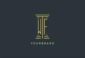 WF initial monogram with pillar shape logo design vector