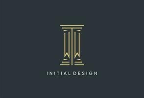 WW initial monogram with pillar shape logo design vector