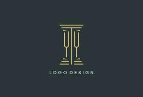 YY initial monogram with pillar shape logo design vector