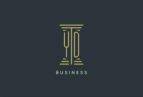 YO initial monogram with pillar shape logo design vector