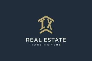 Initial IX logo for real estate with simple and creative house roof icon logo design ideas vector