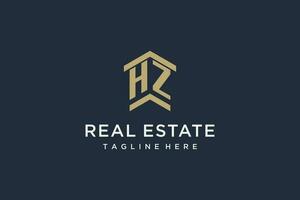 Initial HZ logo for real estate with simple and creative house roof icon logo design ideas vector