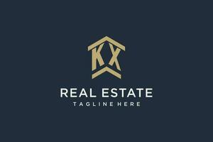 Initial KX logo for real estate with simple and creative house roof icon logo design ideas vector