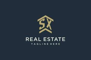 Initial SX logo for real estate with simple and creative house roof icon logo design ideas vector