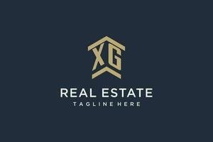 Initial XG logo for real estate with simple and creative house roof icon logo design ideas vector