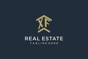 Initial XF logo for real estate with simple and creative house roof icon logo design ideas vector