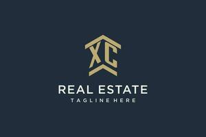 Initial XC logo for real estate with simple and creative house roof icon logo design ideas vector