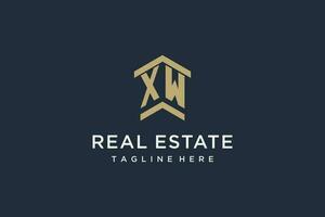 Initial XW logo for real estate with simple and creative house roof icon logo design ideas vector