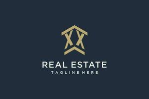 Initial XX logo for real estate with simple and creative house roof icon logo design ideas vector